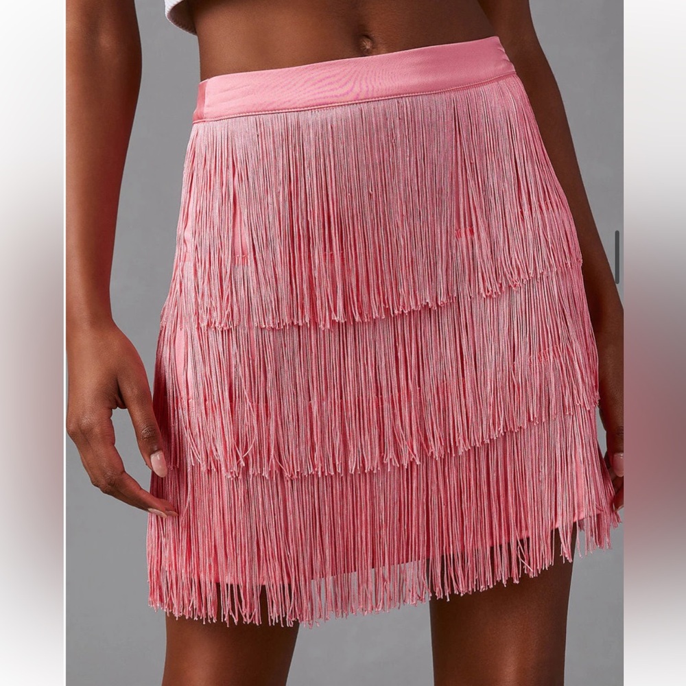 Vici Collection Pink Fringe Skirt